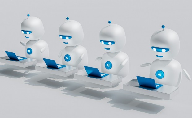 A group of artificial intelligence robots answering the question