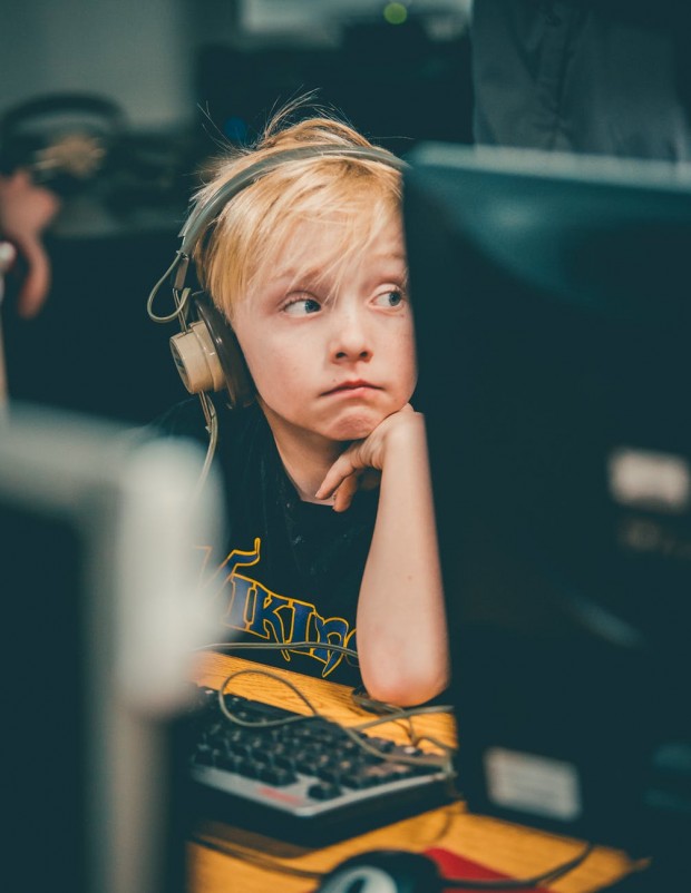 Child in front of computer
