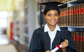 cute african-american university graduate